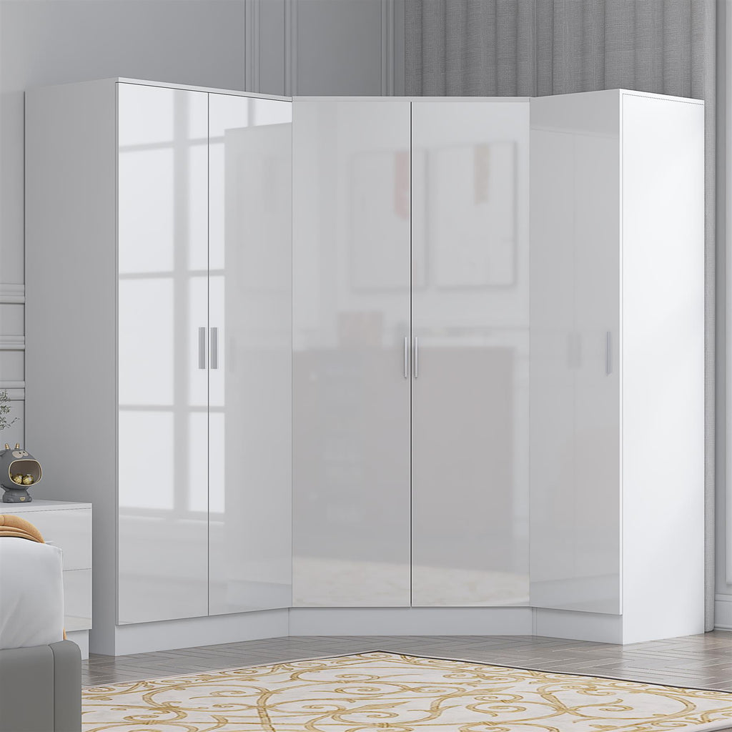 REFLECT Gloss 5 Door Wardrobe Bundle - 2 Door Corner + 2 Door + 1 Door Wardrobe