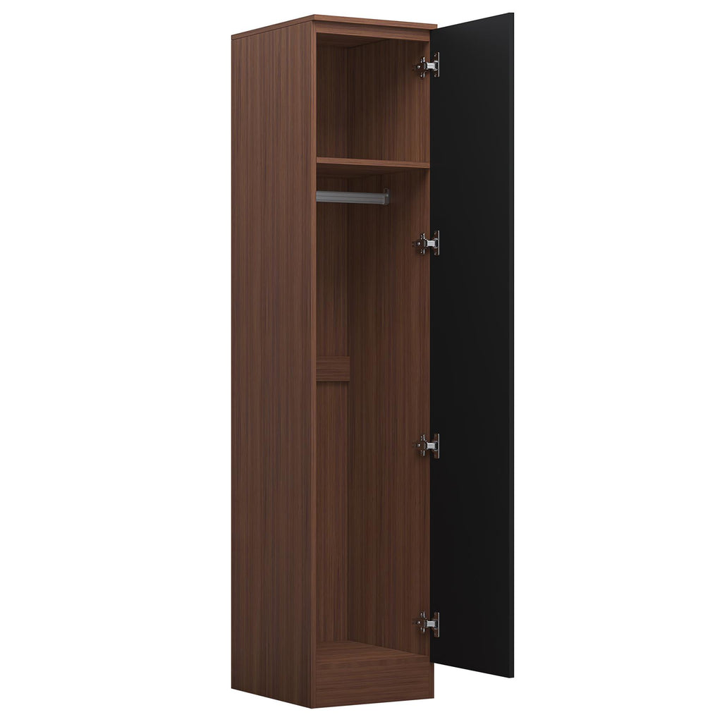 Reflect 3pc Wardrobe Bundle - 2 Door Corner + 2x 1 Door Plain - Black Gloss & Walnut
