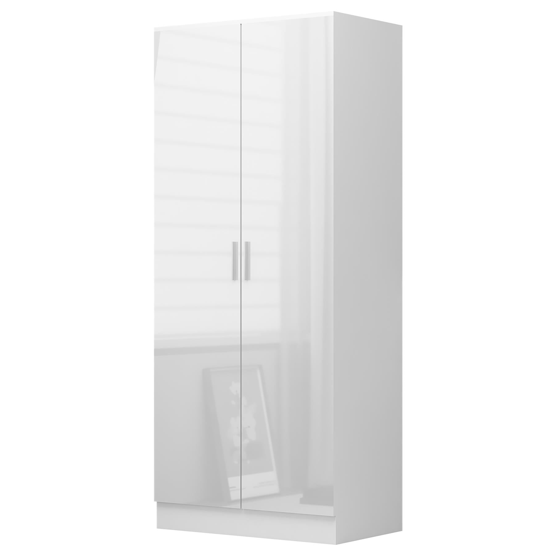 REFLECT - 1 Door Corner + 2 Door Plain Wardrobe in Gloss White / Matt White