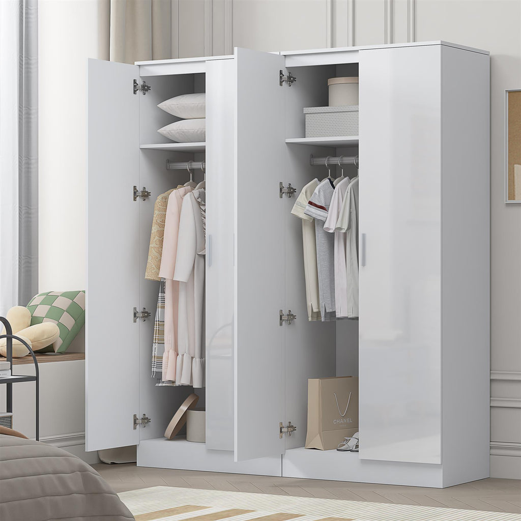 REFLECT - 2x 2 Door PLAIN Wardrobe Bundle - Gloss White / Matt White