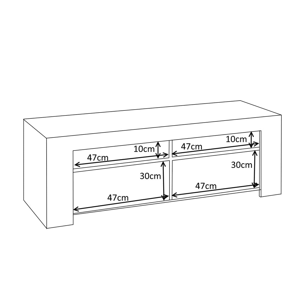AMBIT White Dual Zone Under TV Unit - Modern Media Entertainment Cabinet - H: 43cm x W: 120cm x D: 42cm