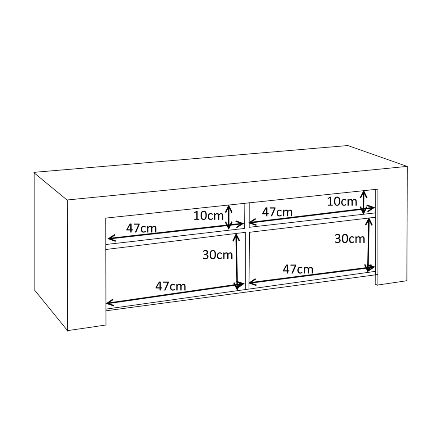 AMBIT White Dual Zone Under TV Unit - Modern Media Entertainment Cabinet - H: 43cm x W: 120cm x D: 42cm