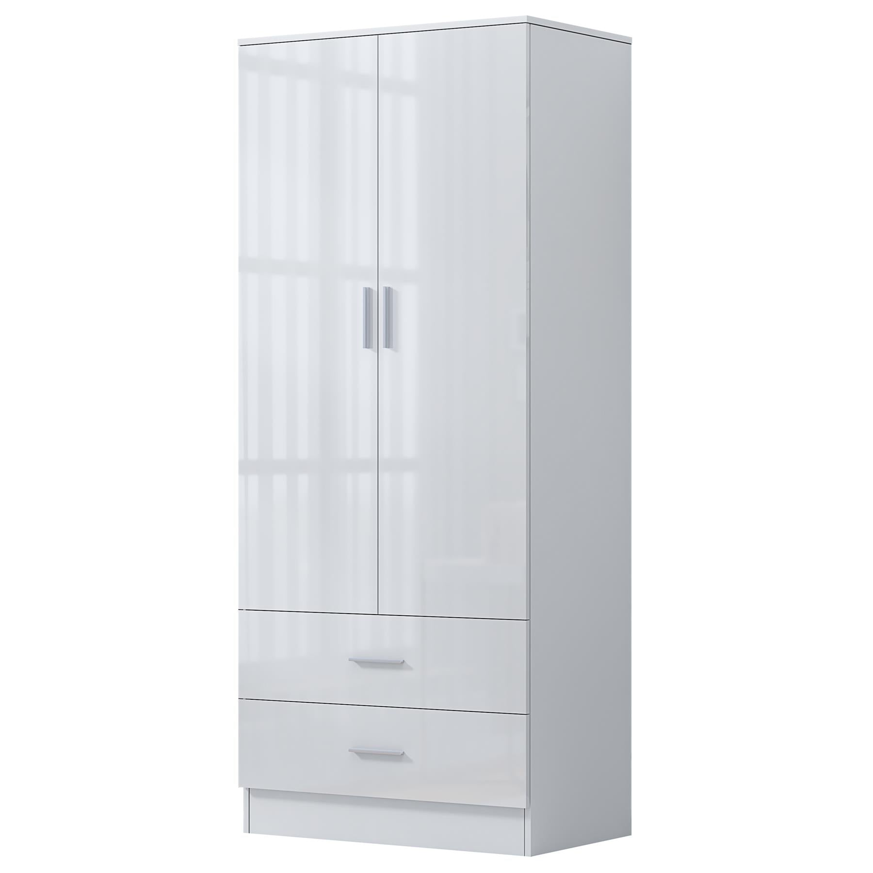 REFLECT High Gloss Bedroom Furniture Wardrobe Chest Bedside Desk Option in White