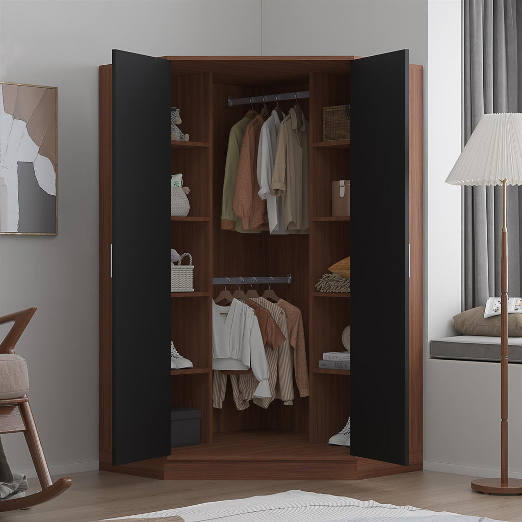 REFLECT Gloss Bedroom Furniture 2 Door Corner Wardrobe - 4 Colour Options