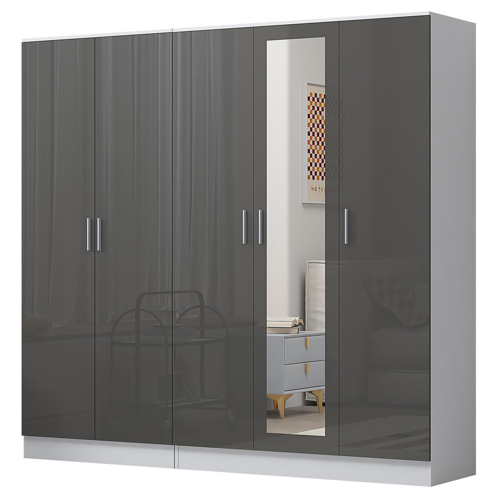REFLECT 2pc Wardrobe Bundle - 3 Door Mirror + 2 Door Plain - 4 Colour Options