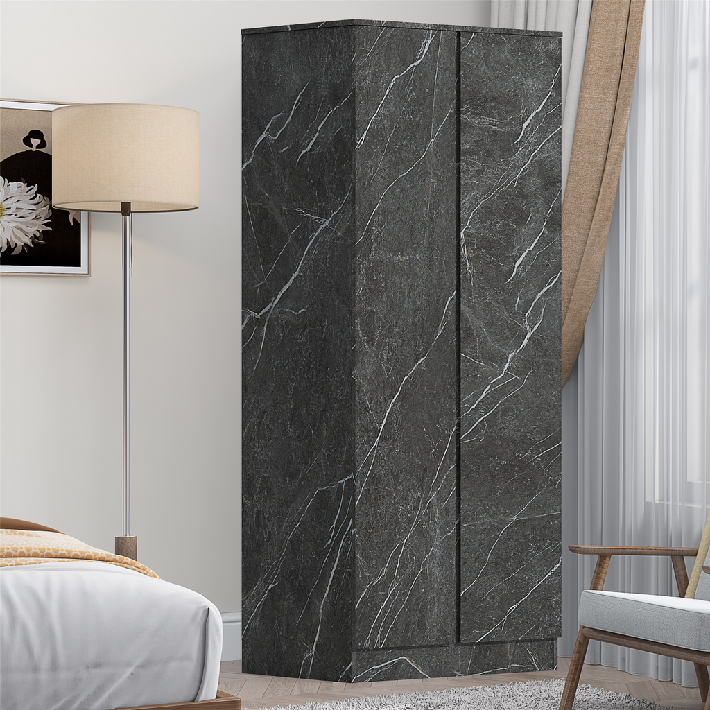 ZITA Bedroom Furniture Range Wardrobe Chest Bedside in Grey Marble Effect