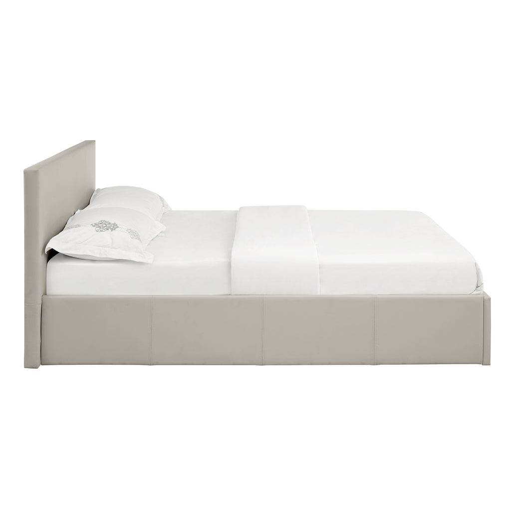 LUNA Faux Leather Gas Lift Ottoman Storage Bedframe in Beige with 4 Size Options