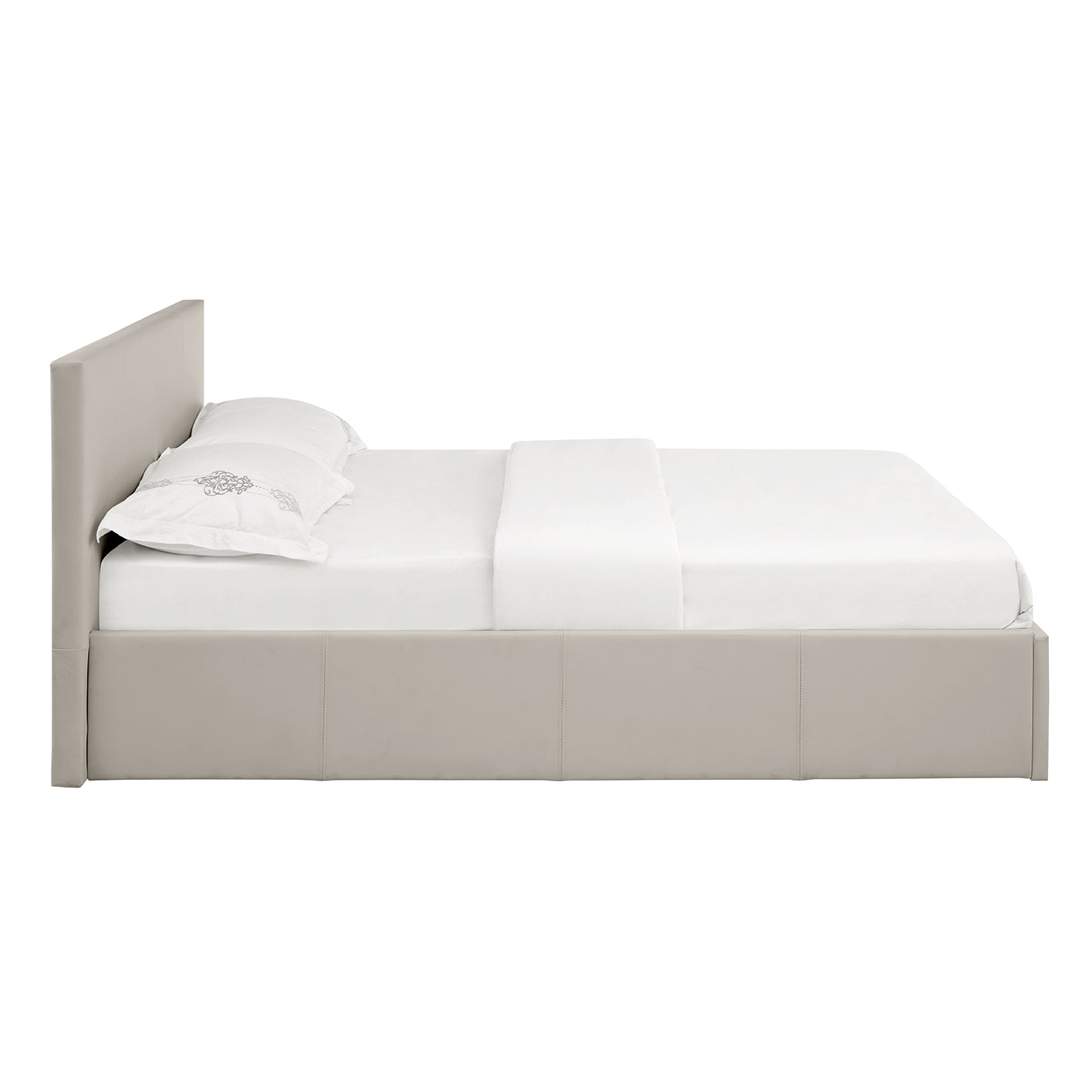LUNA Faux Leather Gas Lift Ottoman Storage Bedframe in Beige with 4 Size Options
