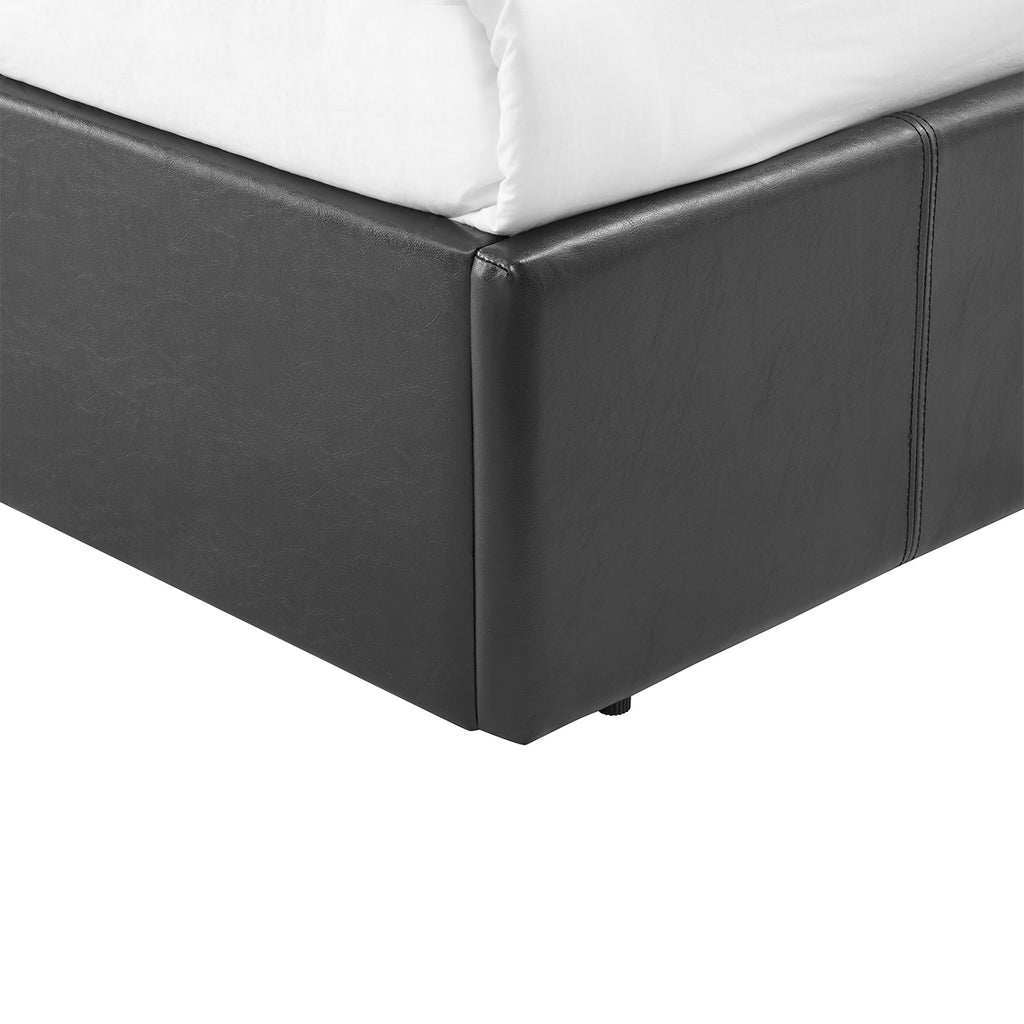 LUNA 4FT Small Double Faux Leather Ottoman Storage Bed-Mattress & Colour Options