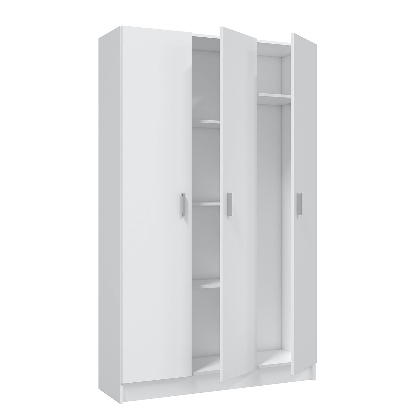 VITA White 3 Door Broom Cupboard - Modular Kitchen & Utility Room Cleaning Storage Cabinet - H: 180cm x W: 109cm x D: 37cm.