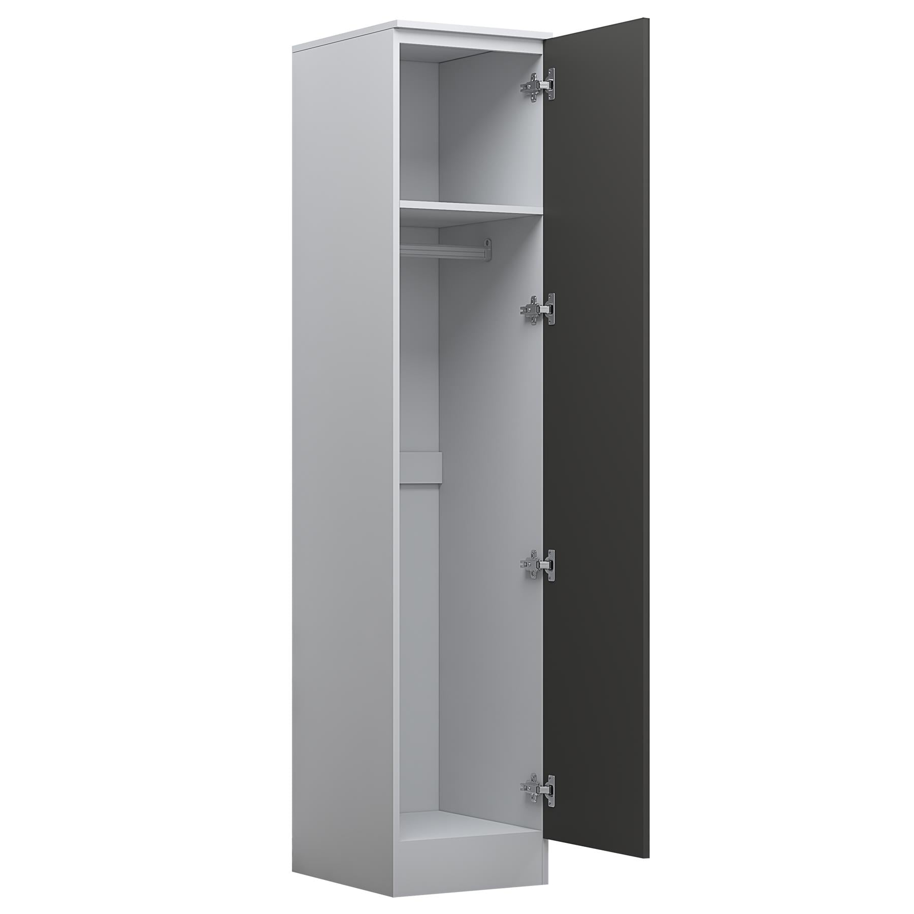Reflect 4pc Wardrobe Bundle - 2 Door Corner + 2x 3 Door Plain + 1 Door Plain - Grey Gloss & Matt White
