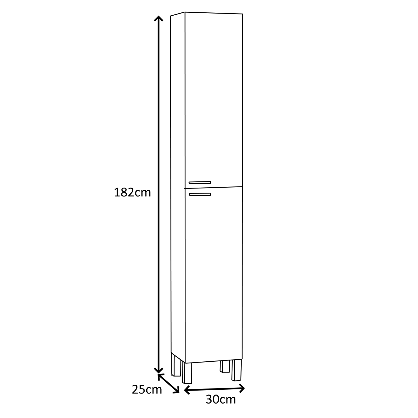 BALTIC  2 Door Wall Hung Bathroom Tall Storage Cabinet - White