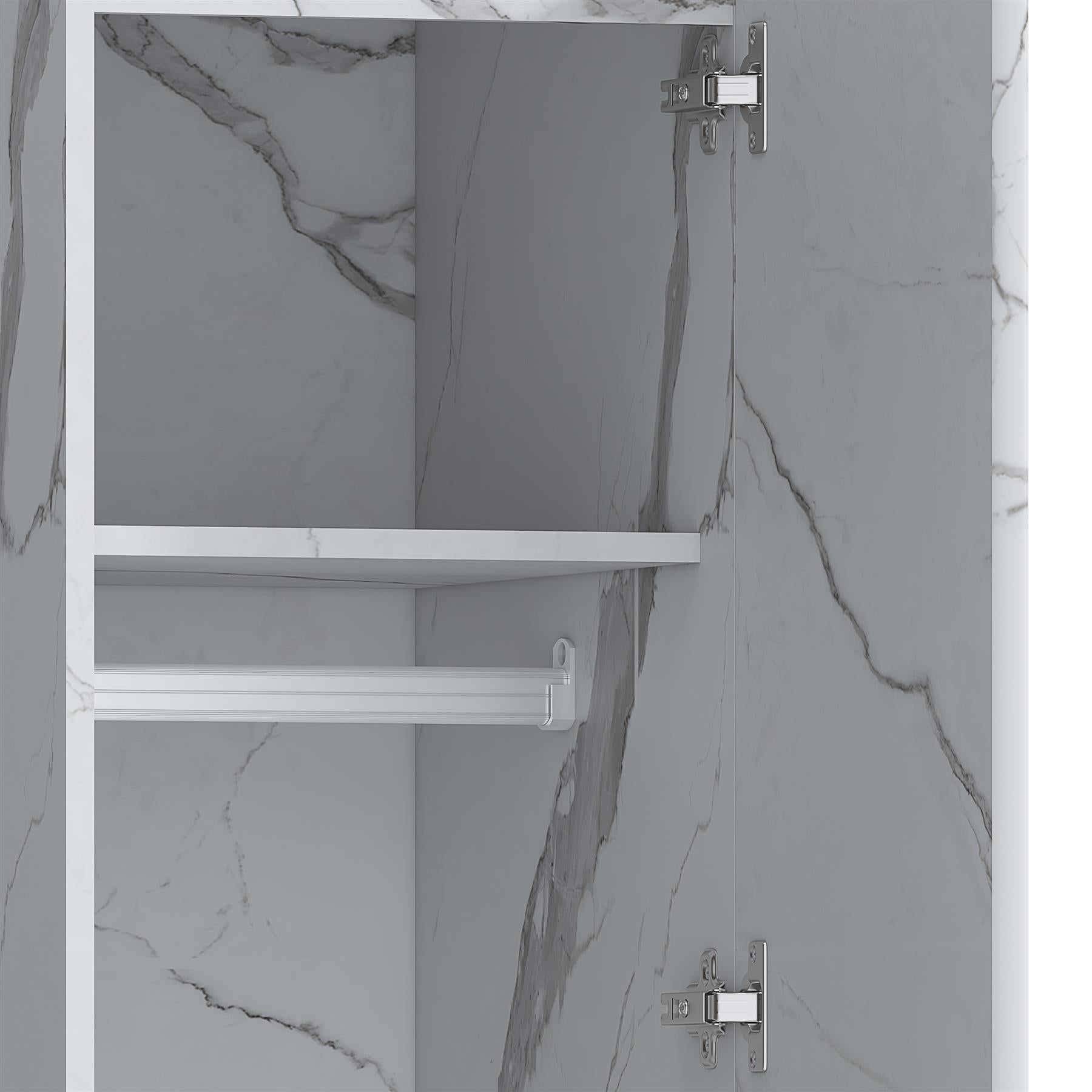 ZITA Compact 1-Door Wardrobe in White Marble Effect - Bedroom Storage, (L) 50cm x (W) 37.5cm x (H) 180cm, Stylish and Space-Saving