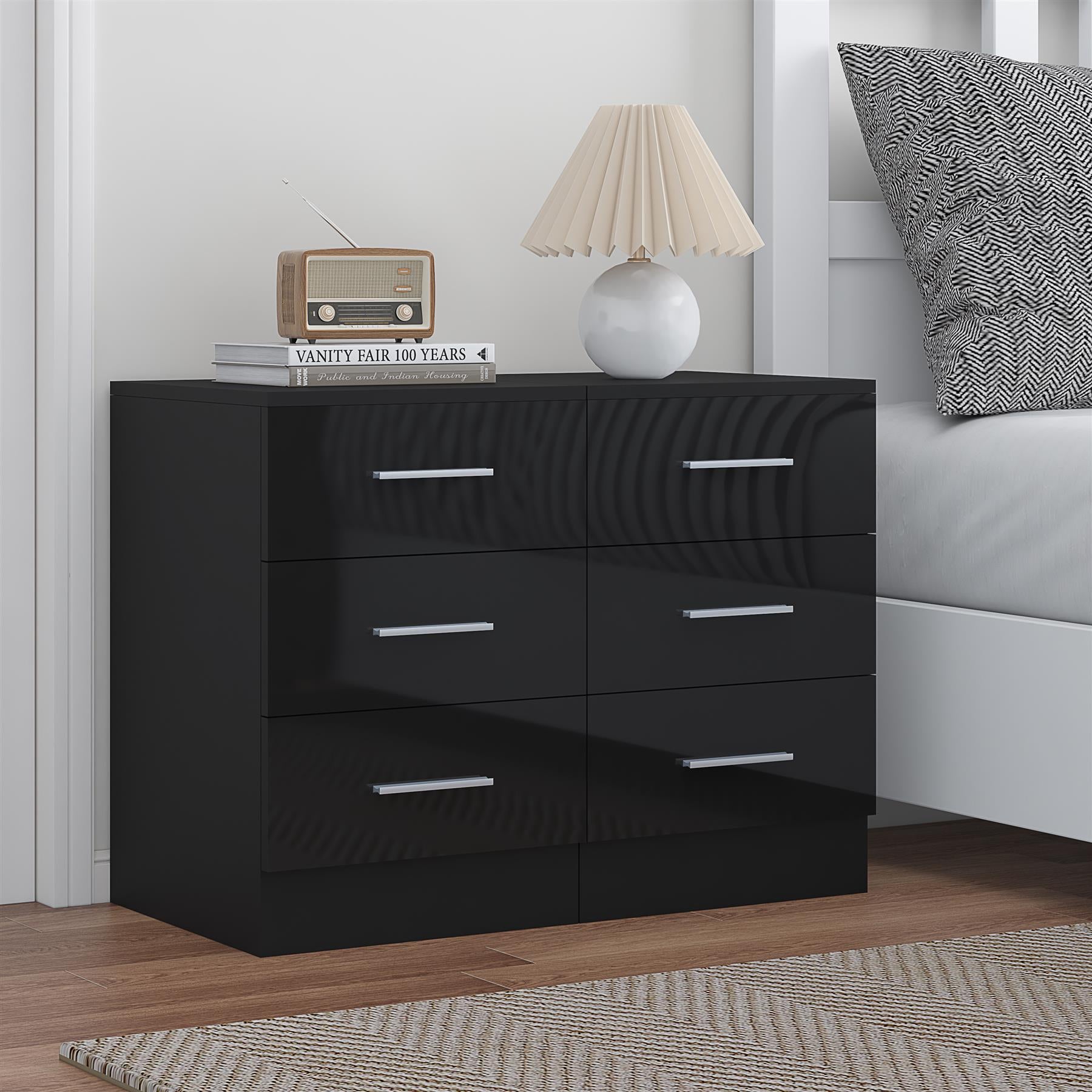 REFLECT High Gloss Pair of 3 Drawer Bedsides in 4 Colour Options