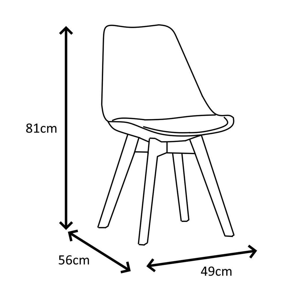 LOUVRE Oak & Grey Dining Chair with Comfy Padded Cushion - Modern Chair for Home Living - Single