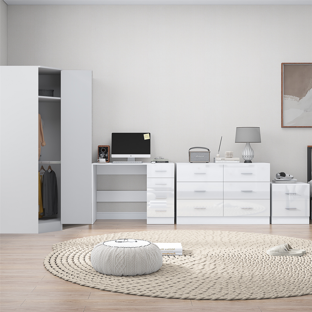 REFLECT 1dr Corner Bedroom Furniture Bundles Chest, Bedsides, Desks - 4 Colours