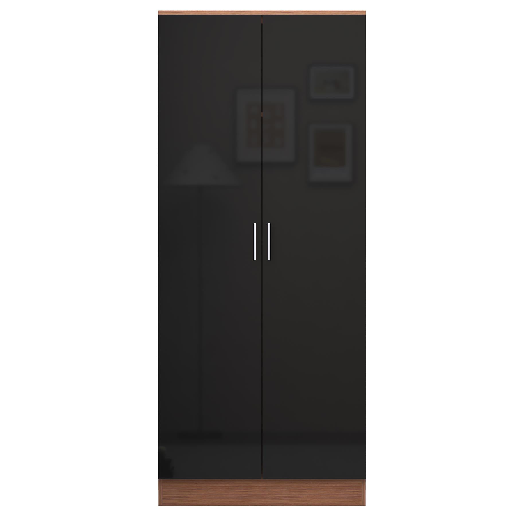 REFLECT Gloss Bedroom Furniture 2 Door Plain Wardrobe - 4 Colour Options