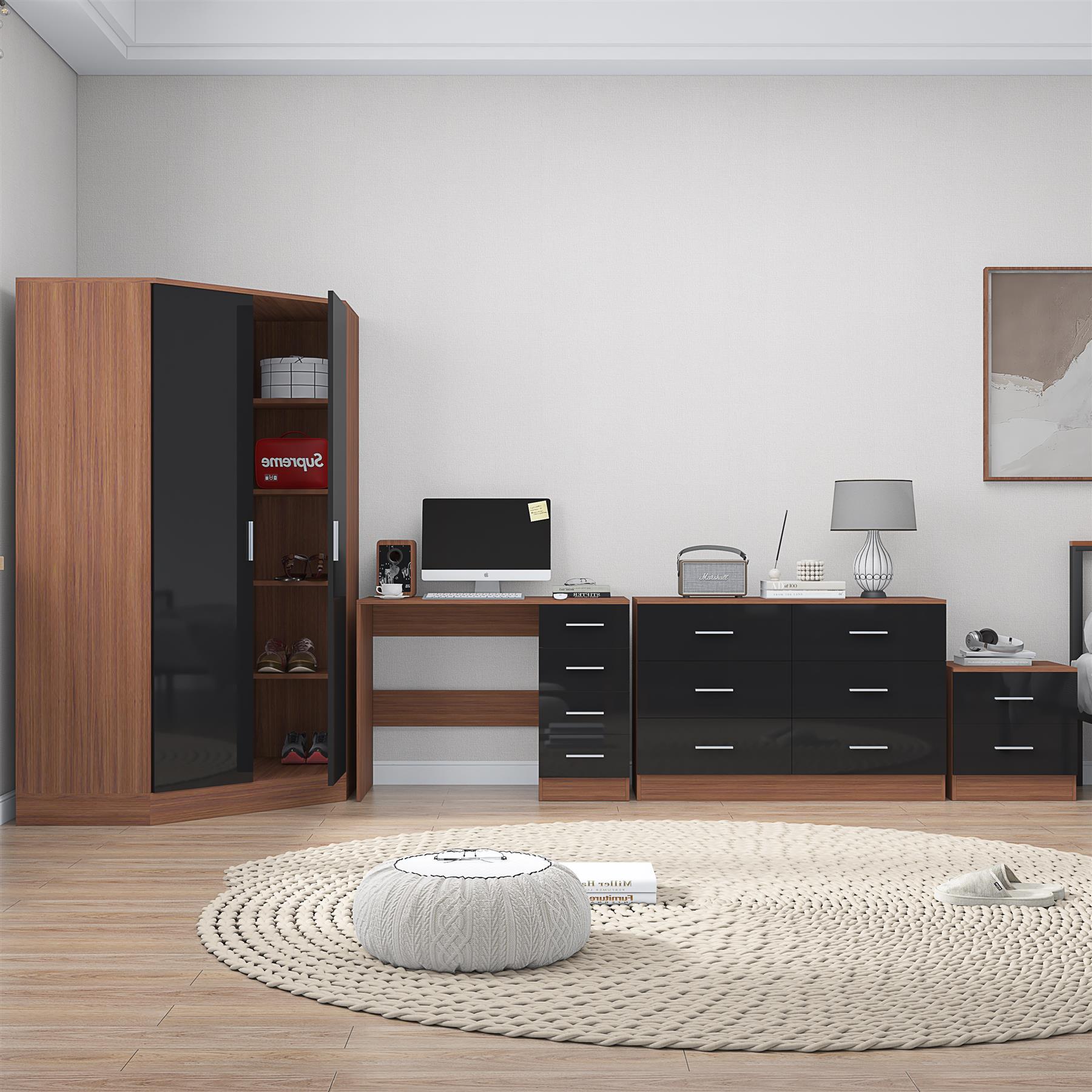 REFLECT 4pc Bedroom Set - Corner, Wide Chest, Bedside, Desk - 4 Colour Options