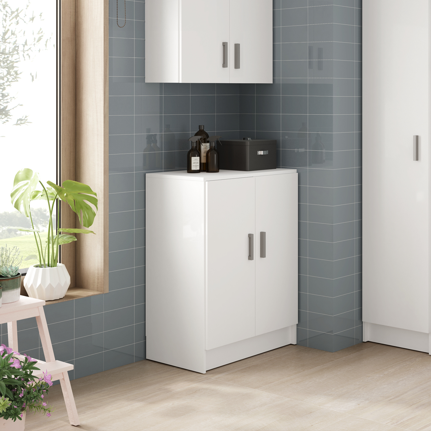 VITA Utility Laundry Cupboard / Cabinet Storage Units in White OR Oak Options