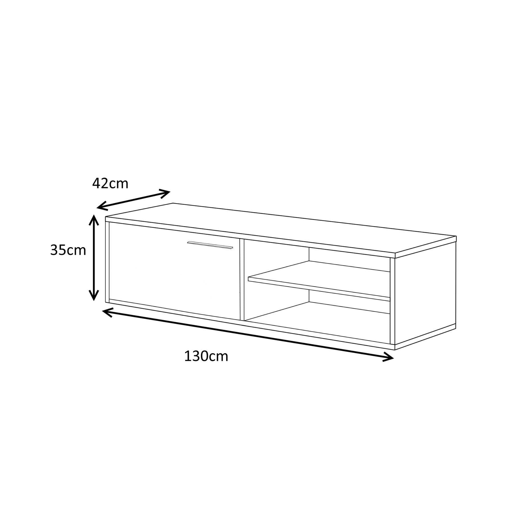KIKUA Grey & White Modern TV Unit with 2 Doors and Open Storage- Media Stand for Living Room.