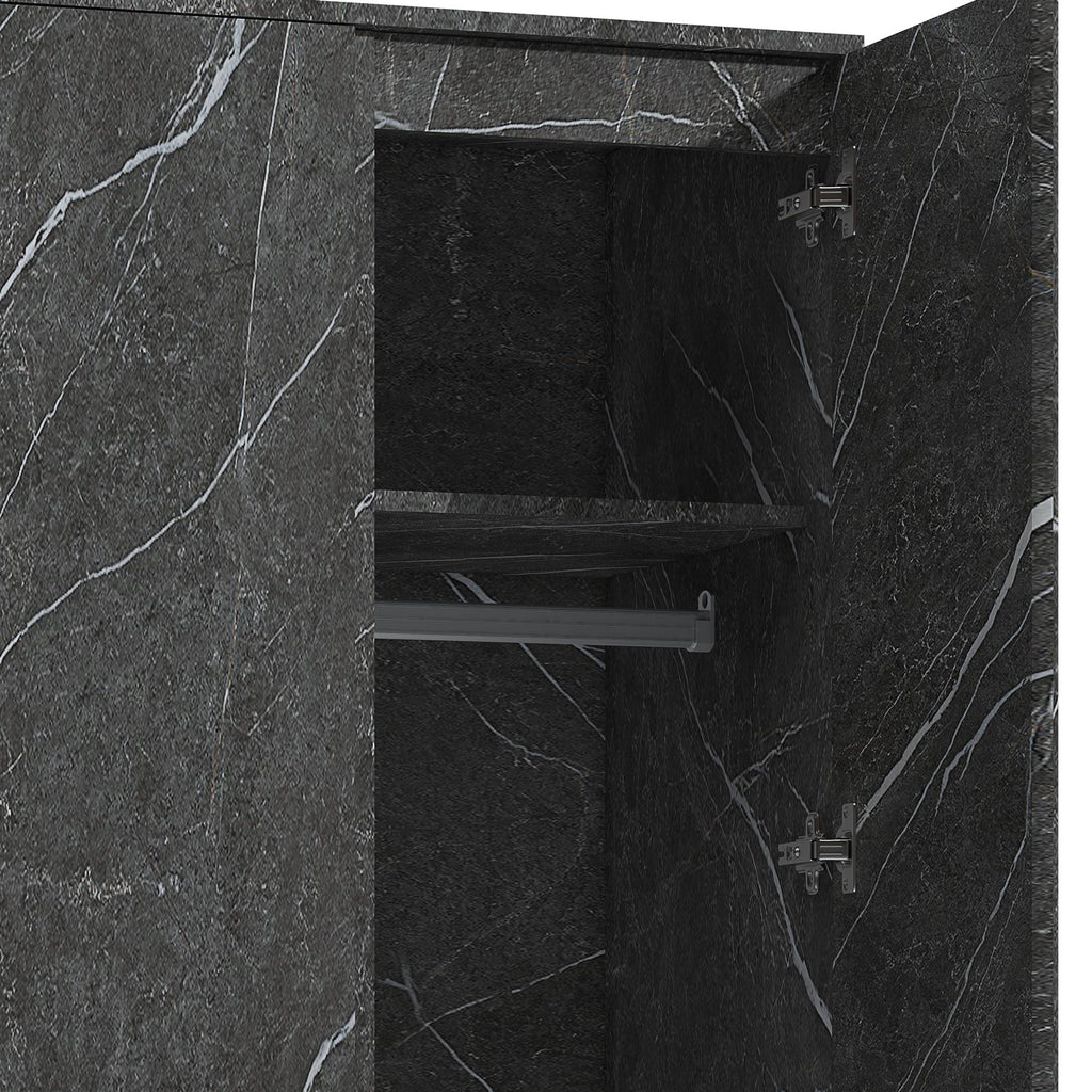 ZITA Grey Marble Effect 2 Door Plain Wardrobe - Bedroom Storage, (L) 50cm x (W) 76cm x (H) 180cm, Stylish and Spacious