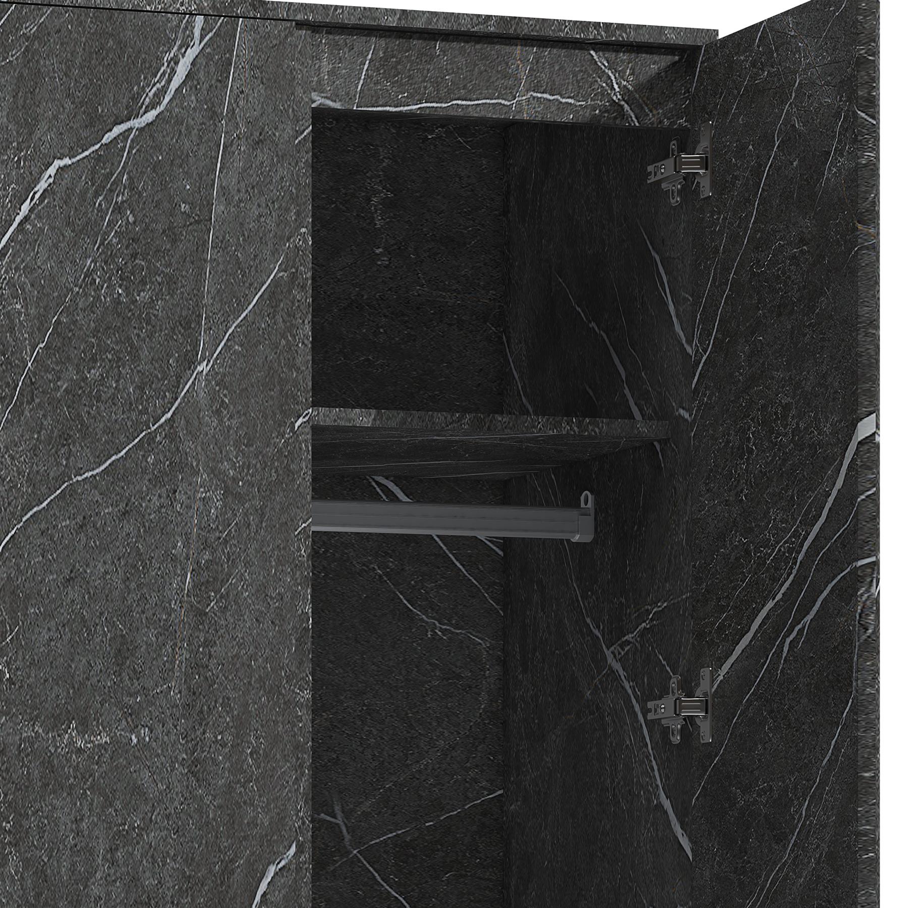 ZITA Grey Marble Effect 2 Door Plain Wardrobe - Bedroom Storage, (L) 50cm x (W) 76cm x (H) 180cm, Stylish and Spacious
