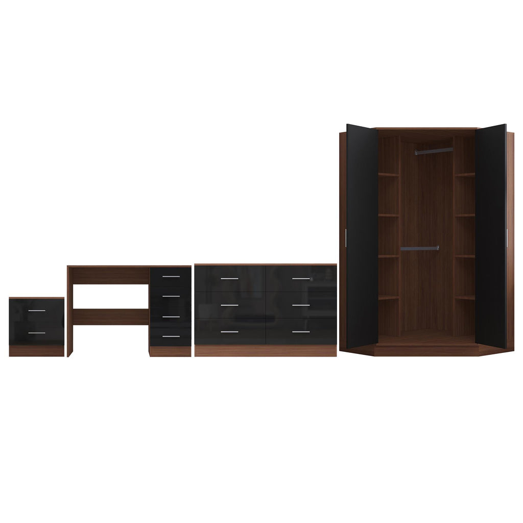 REFLECT 4pc Bedroom Set - Corner, Wide Chest, Bedside, Desk - 4 Colour Options