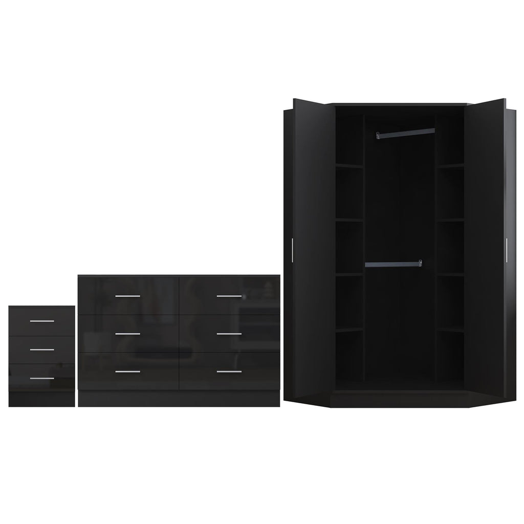 REFLECT 3pc Bedroom Set - Corner, Wide Chest, 3 Draw Bedside - 4 Colour Options