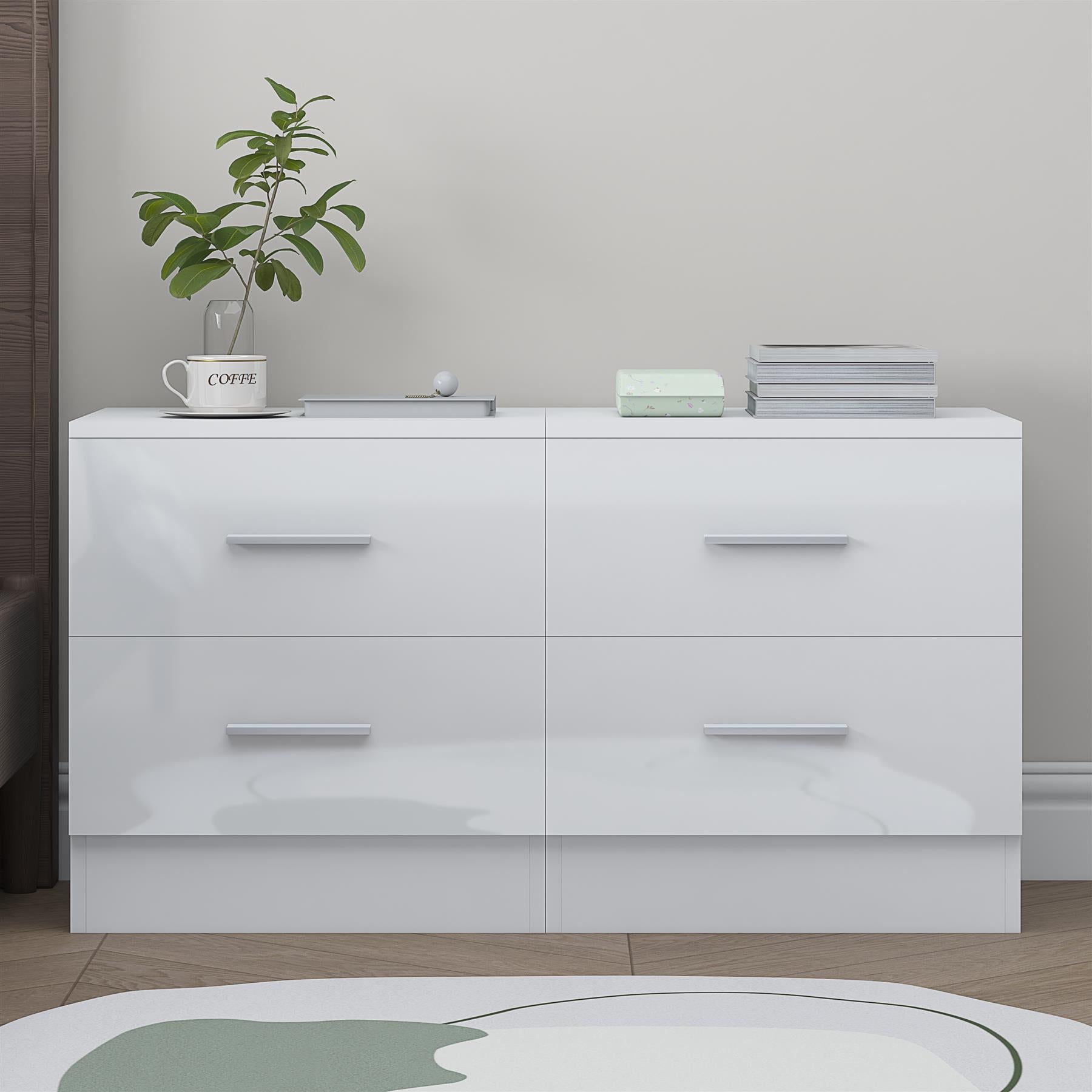 Reflect 2 Drawer Bedside Bundle (2x) - White Gloss & Matt White - Modern Bedside