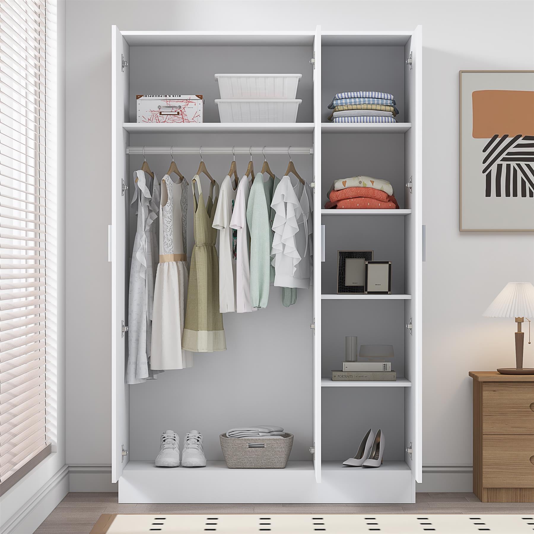 REFLECT Gloss Bedroom Furniture 3 Door Plain Wardrobe - 4 Colour Options