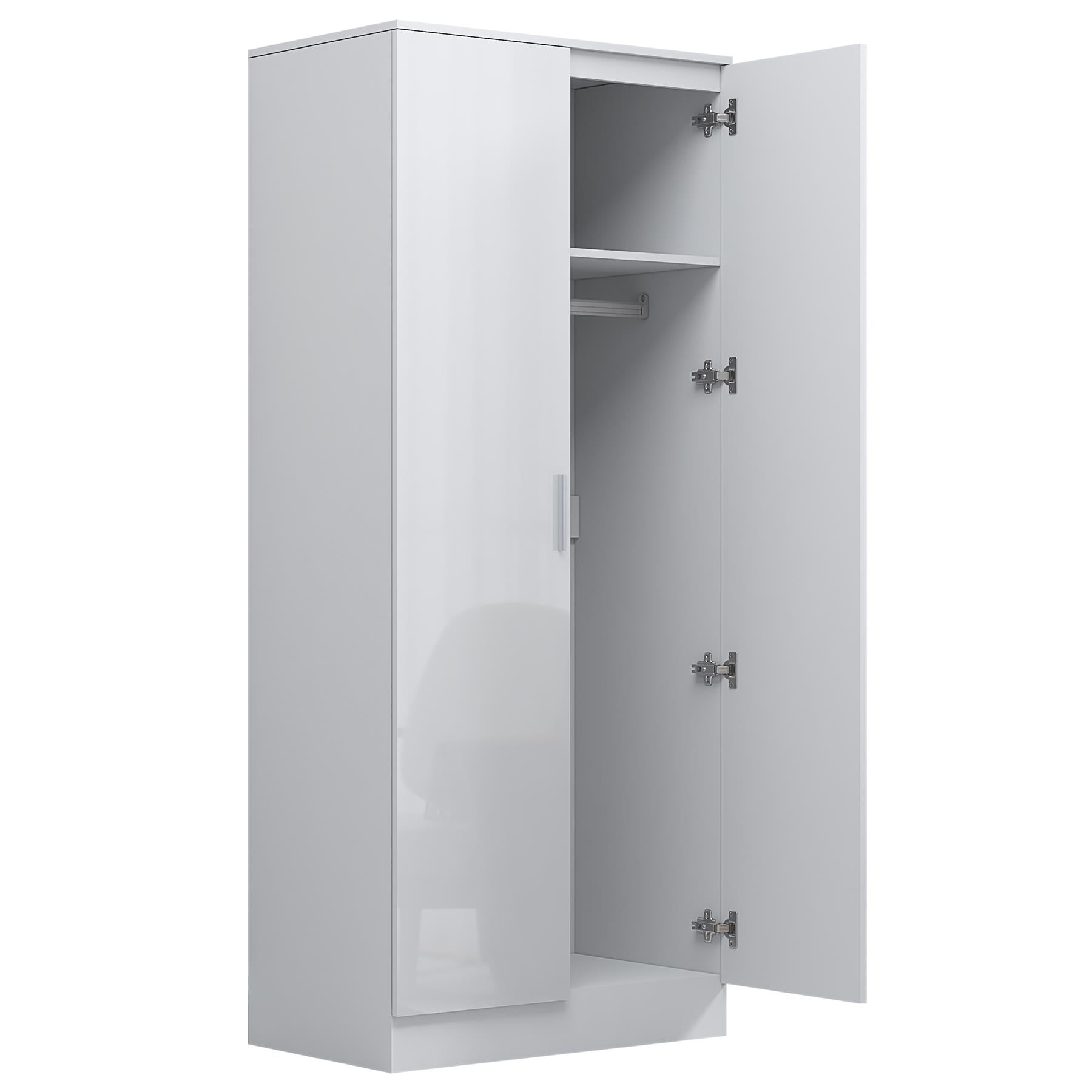 REFLECT Gloss Bedroom Furniture 2 Door Mirrored Wardrobe - 4 Colour Options