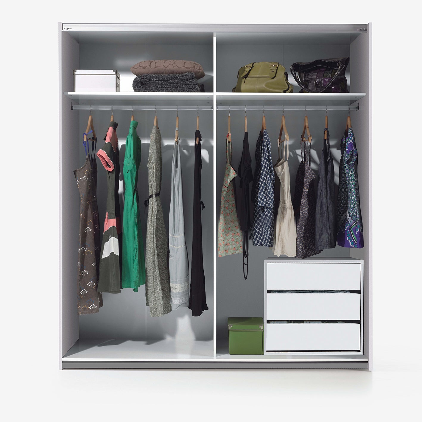 ARM Wardrobe Storage Set 2 Door Sliding White Wardrobe + ARC Internal Unit