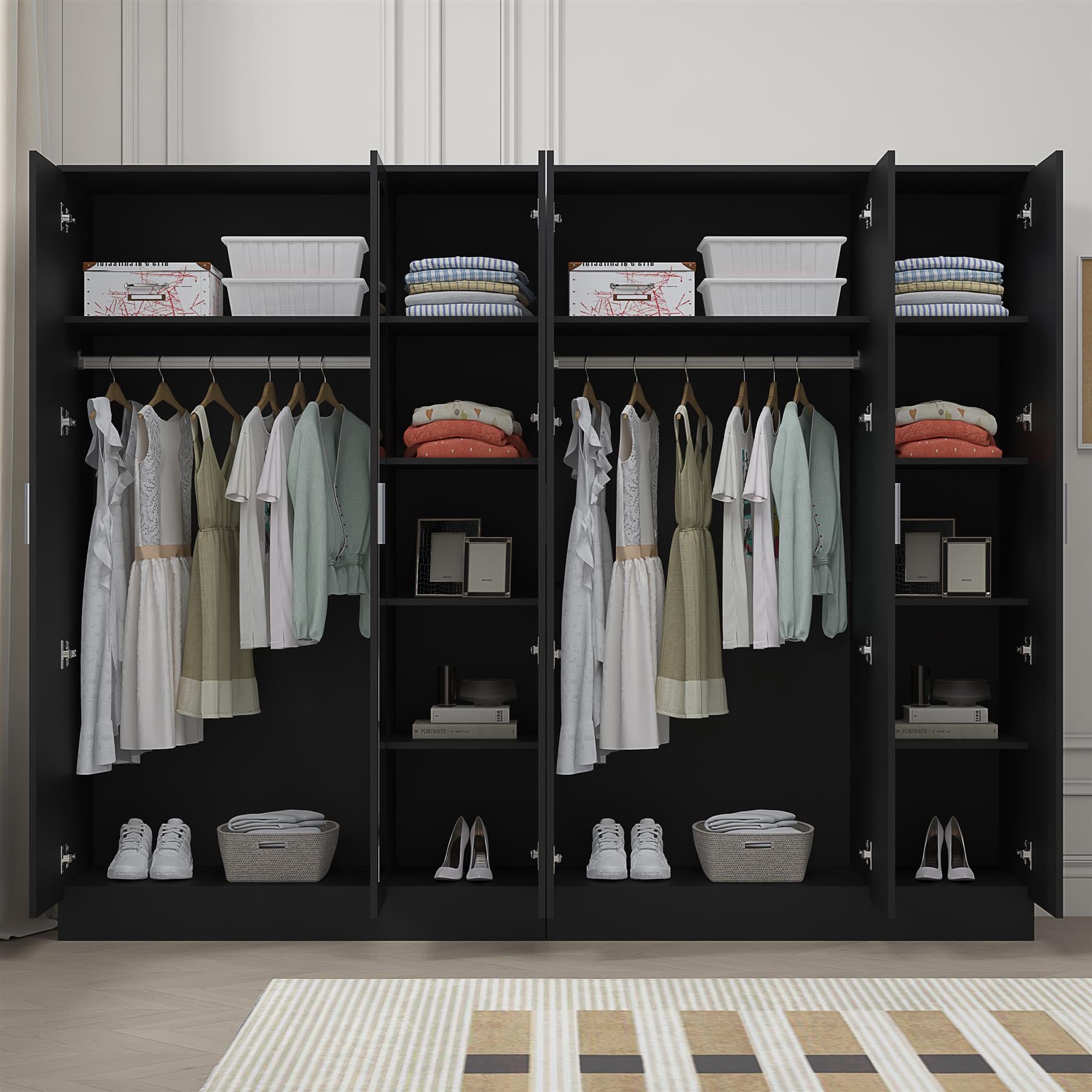 REFLECT 2pc Wardrobe Bundle - 3 Door Mirror + 3 Door Plain - 4 Colour Options