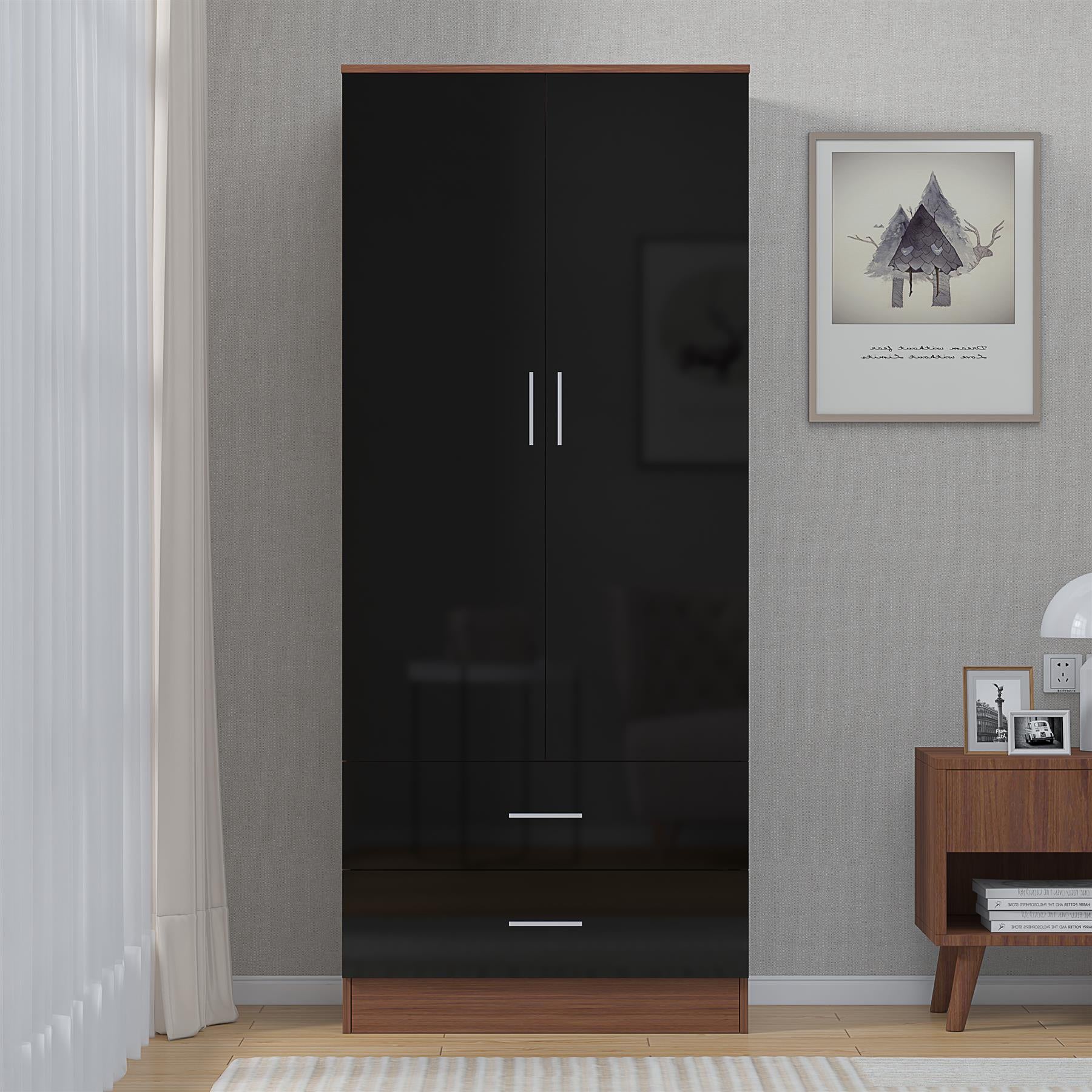 REFLECT Gloss Bedrooom 2 Door & 2 Drawer Combination Wardrobe - 4 Colour Options