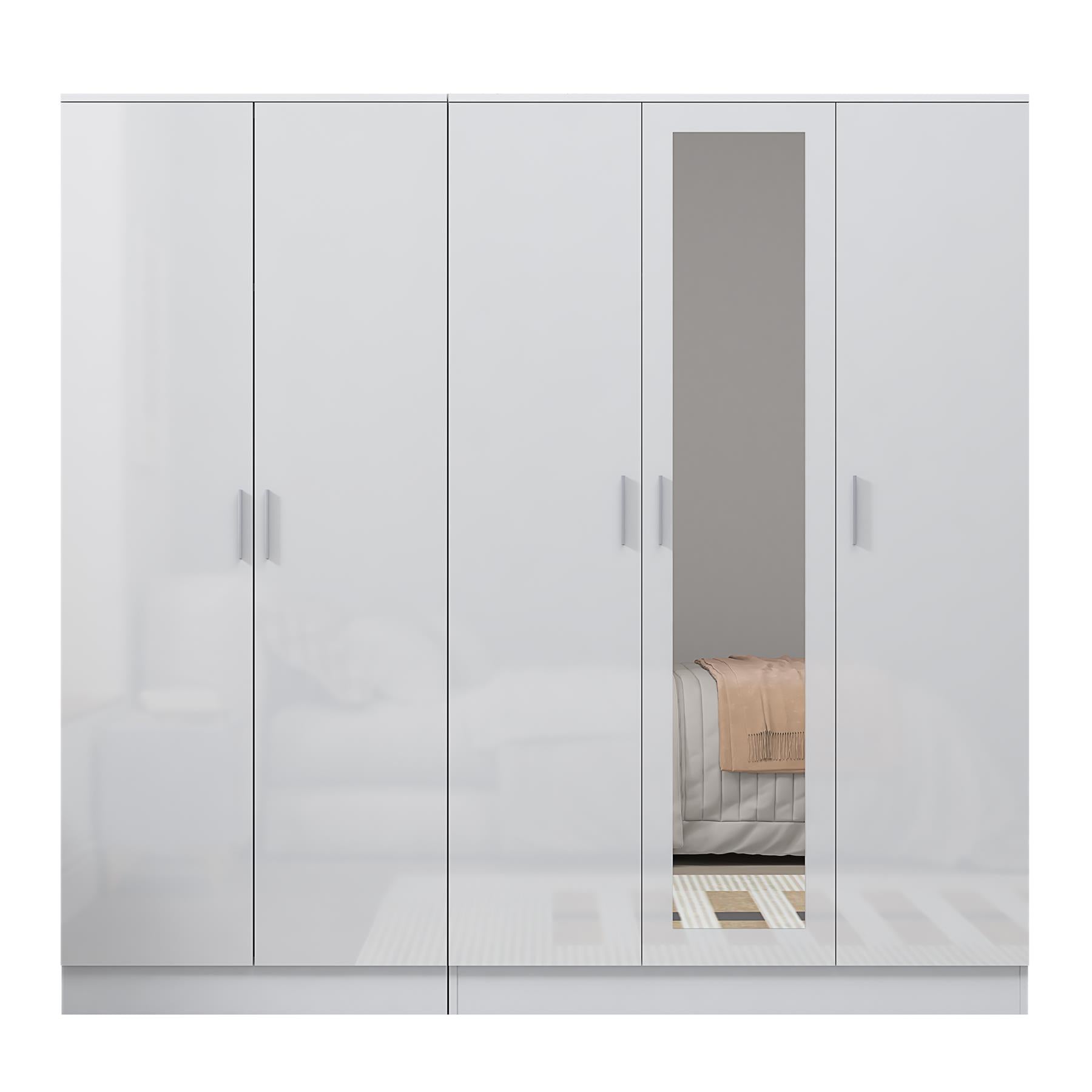 REFLECT 2pc Wardrobe Bundle - 3 Door Mirror + 2 Door Plain - 4 Colour Options