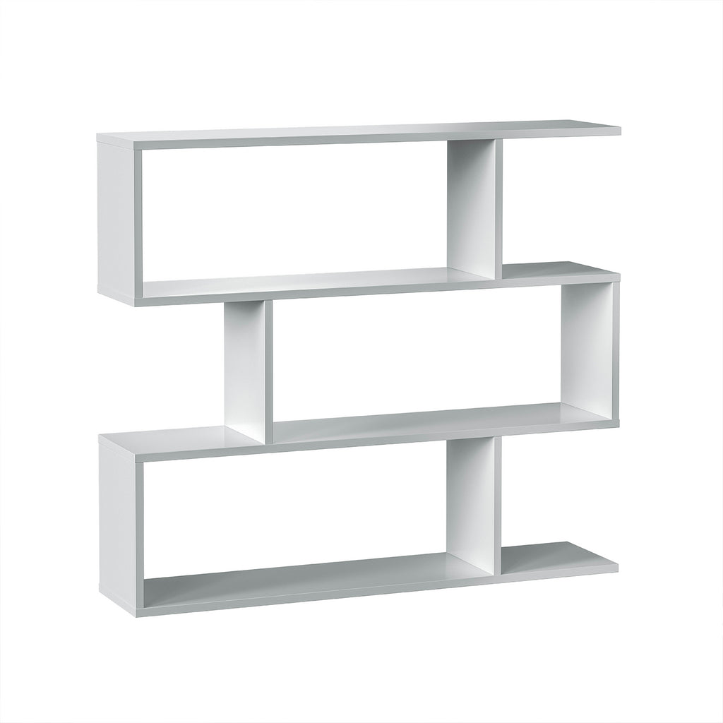 3 Tier Open Low Wide Storage Unit with Compartments, Freestanding Display Bookshelf for Living Room, Kids Playroom & Study - White.