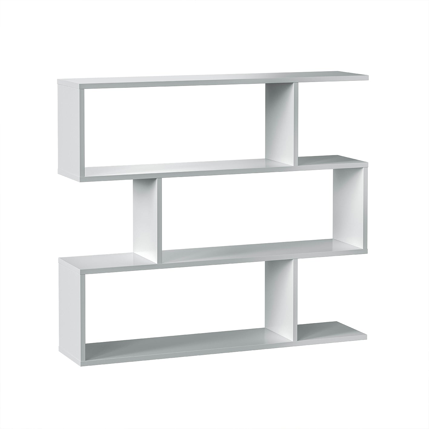 3 Tier Open Low Wide Storage Unit with Compartments, Freestanding Display Bookshelf for Living Room, Kids Playroom & Study - White.