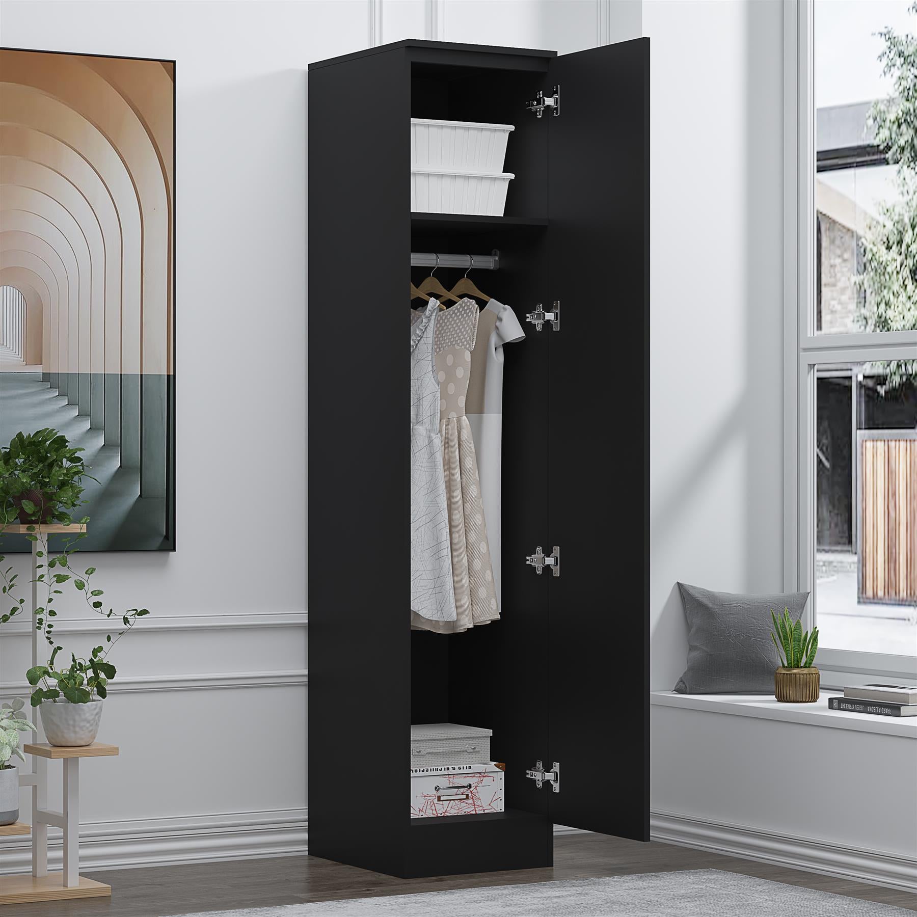 REFLECT Gloss Bedroom Furniture 1 Door Plain Wardrobe - 4 Colour Options