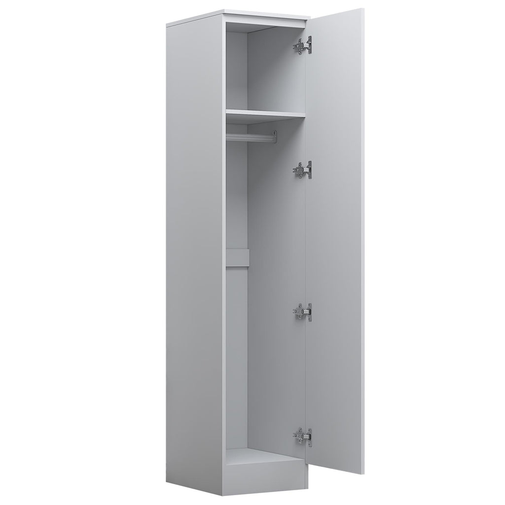 REFLECT - 1 Door Corner + 1 Door Plain Wardrobe in Gloss White / Matt White