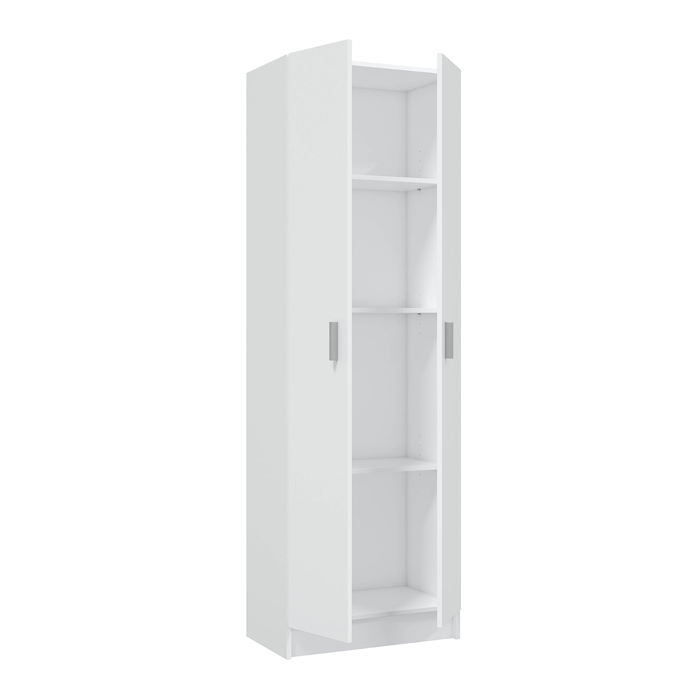 Vita White 2 Door 4 Shelf Kitchen Utility Room Cabinet - Modular Cleaning Storage - H: 180cm x W: 59cm x D: 37cm.