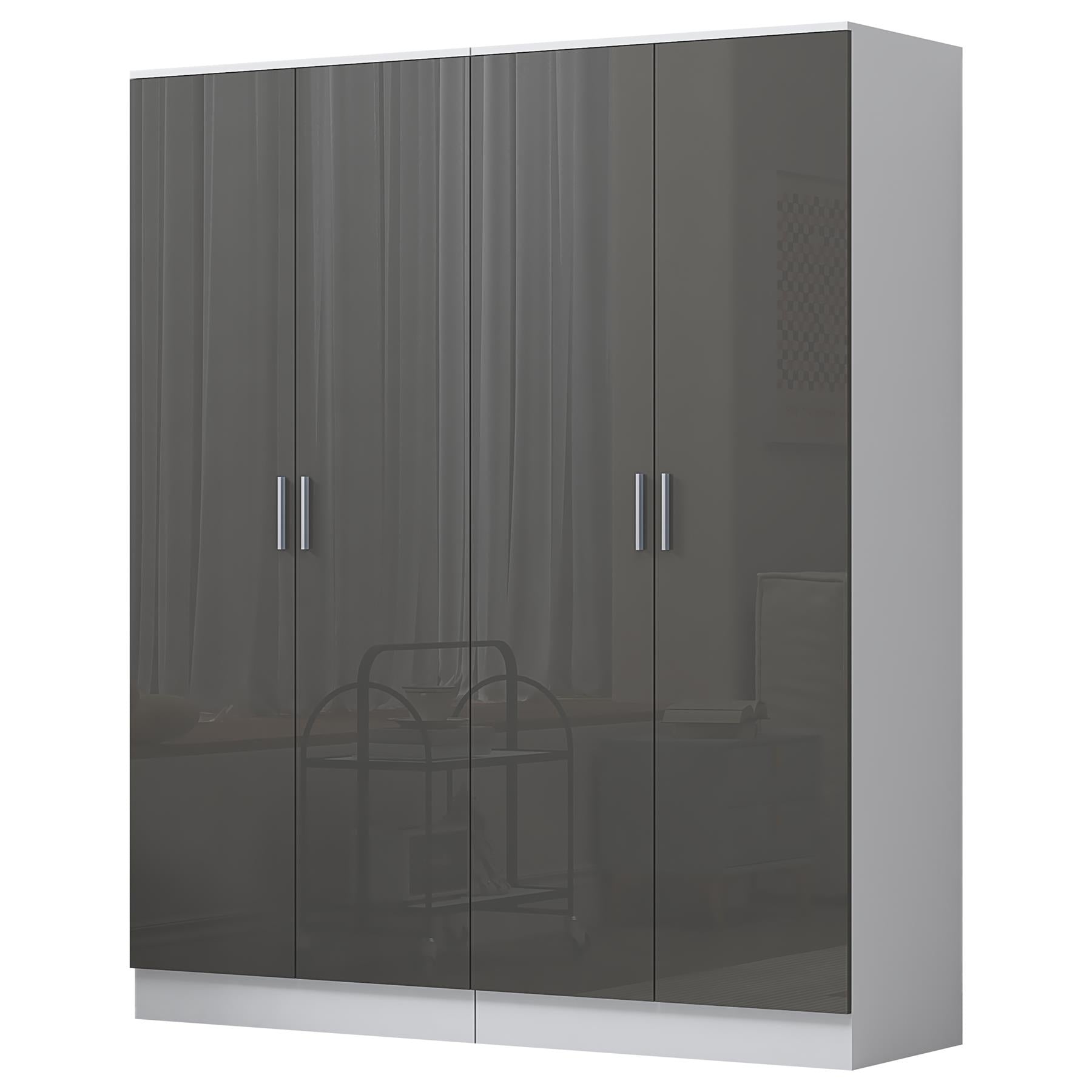 REFLECT Gloss 2pc Wardrobe Bundle - 2x 2 Door Plain Wardrobes - 4 Colour Options