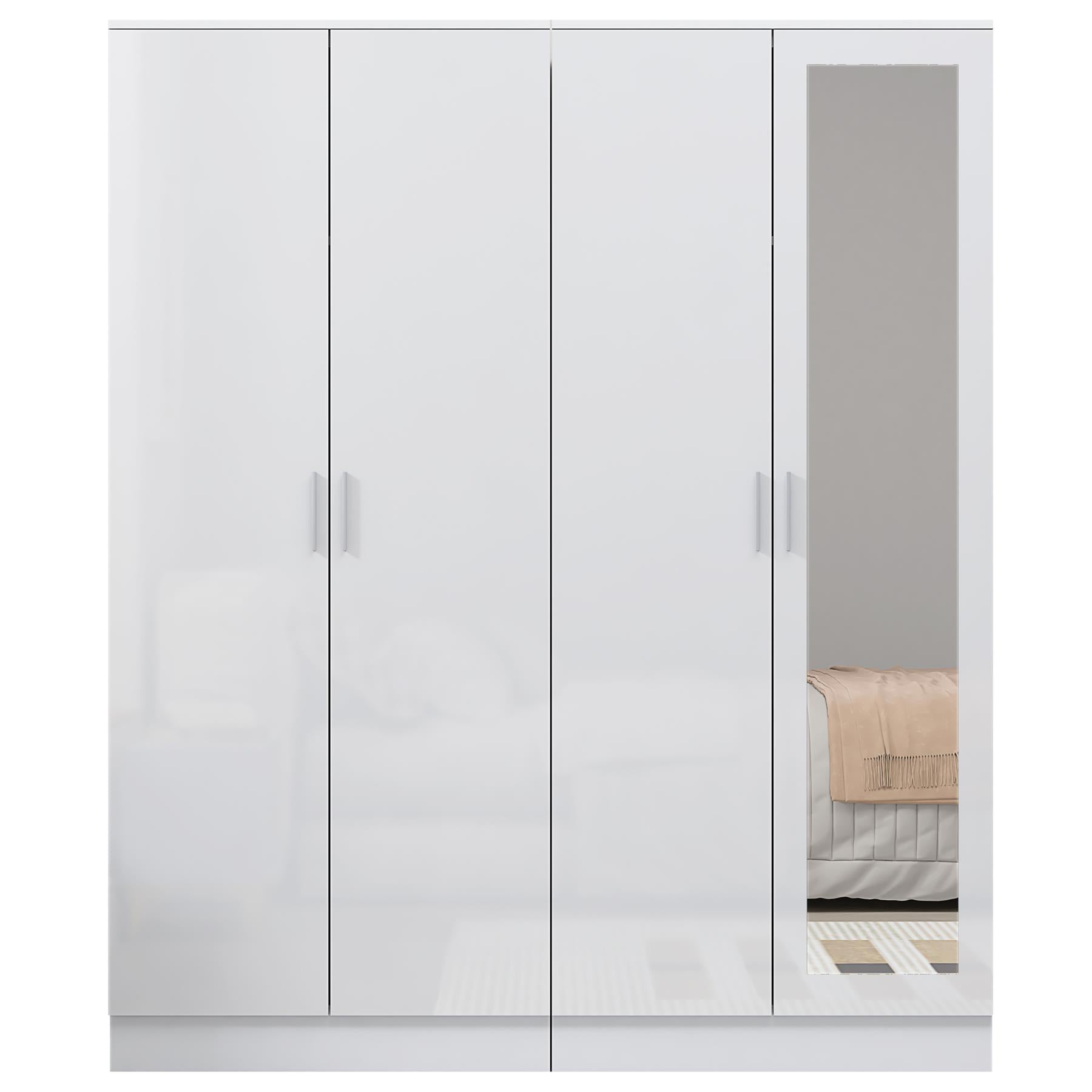 REFLECT Gloss 2pc Wardrobe Bundle - 2 Door Mirror + 2 Door Plain - 4 Colours