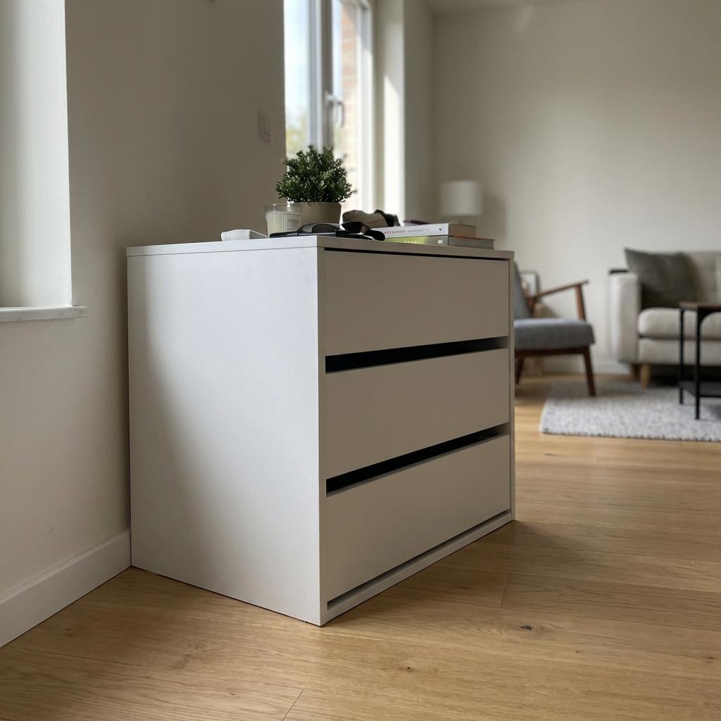ARC Compact 3 Drawer Storage Chest White, Internal Storage 57x60x44cm