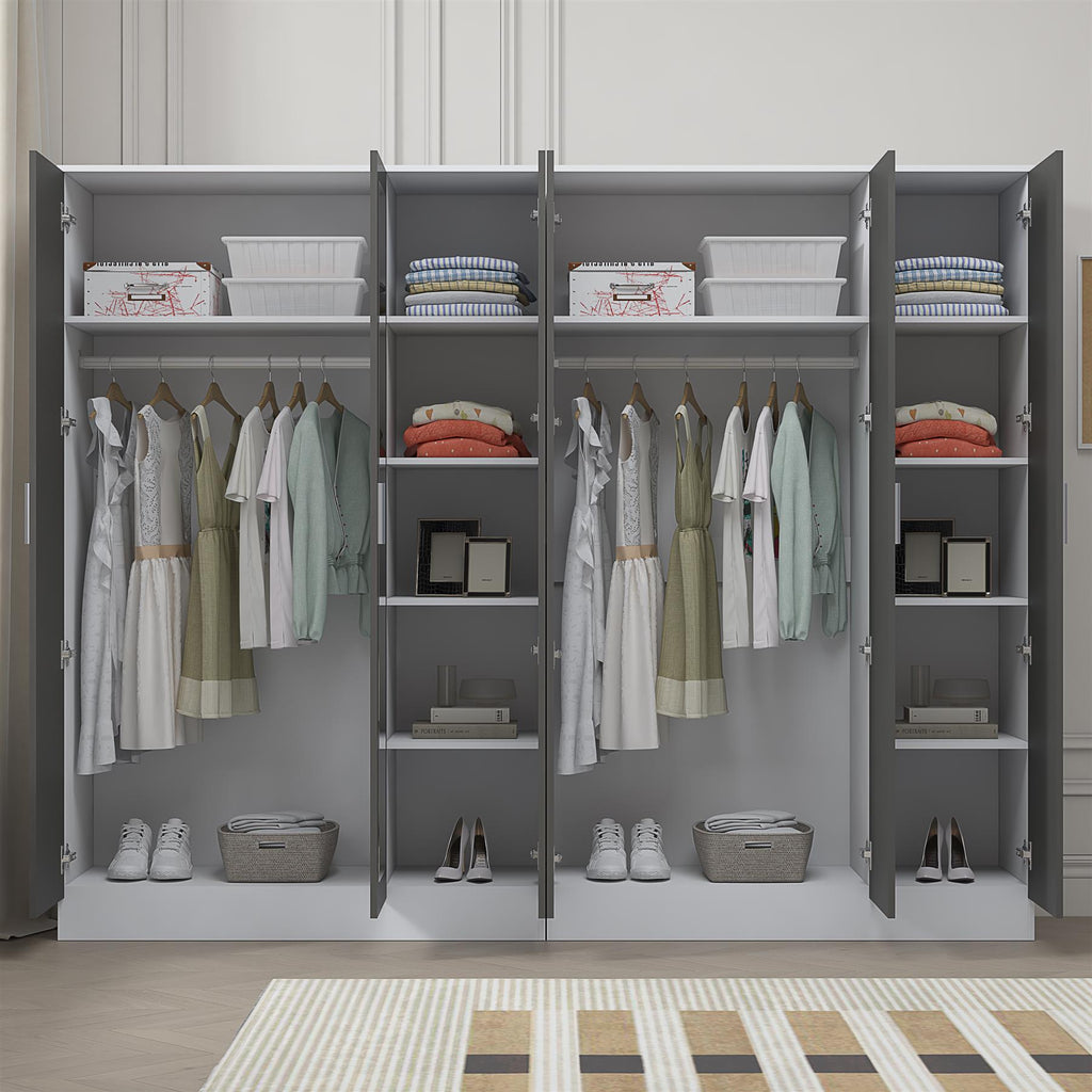 REFLECT 2pc Wardrobe Bundle - 3 Door Mirror + 3 Door Plain - 4 Colour Options