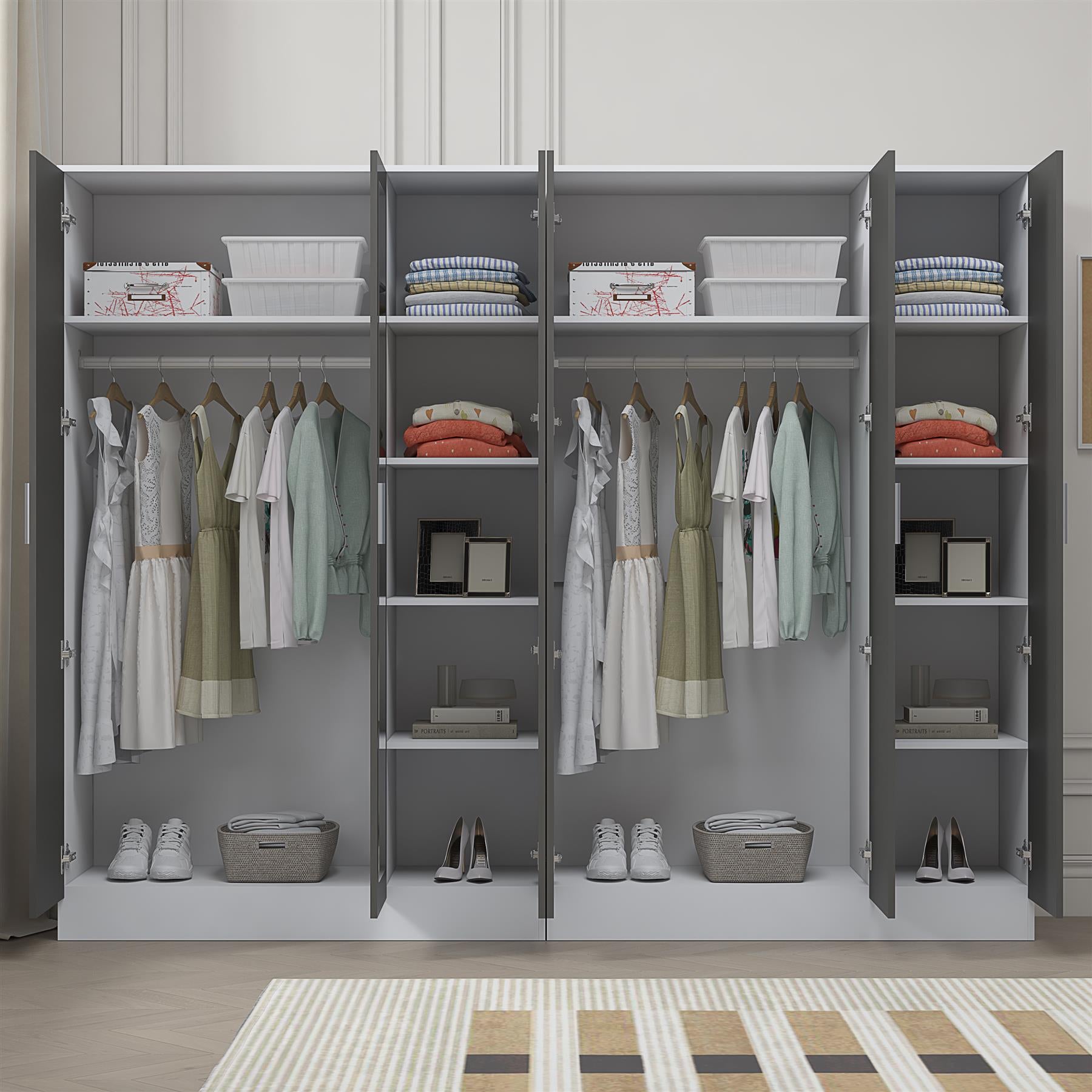 REFLECT 2pc Wardrobe Bundle - 3 Door Mirror + 3 Door Plain - 4 Colour Options