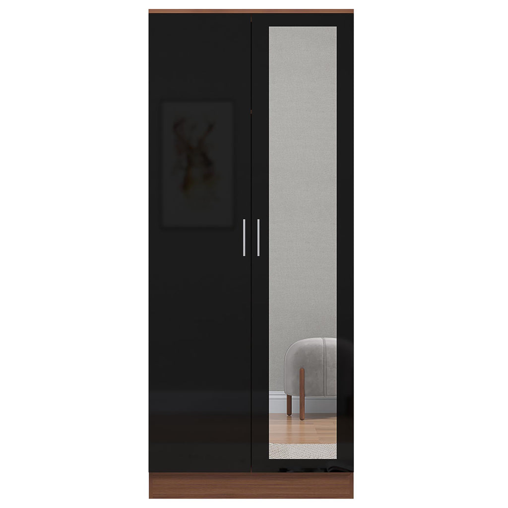 REFLECT Gloss Bedroom Furniture 2 Door Mirrored Wardrobe - 4 Colour Options