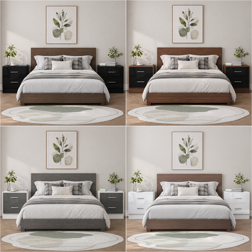 REFLECT High Gloss Pair of 2 Drawer Bedsides in 4 Colour Options