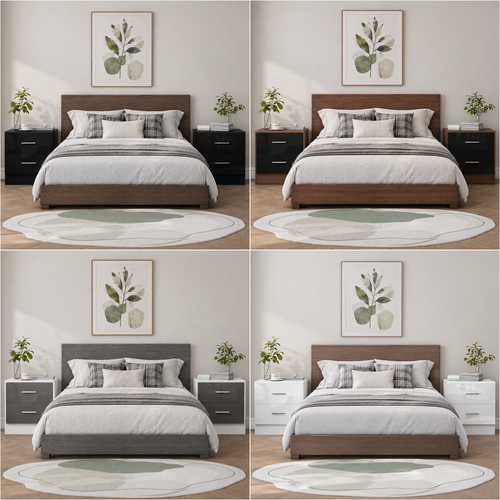 REFLECT High Gloss Pair of 2 Drawer Bedsides in 4 Colour Options
