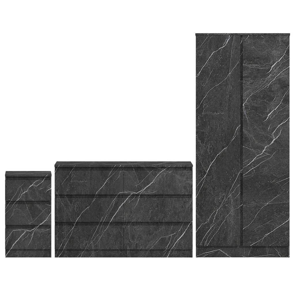 ZITA 3/4pc Bedroom Furniture Sets Wardrobe Chest Bedside - White OR Grey Marble