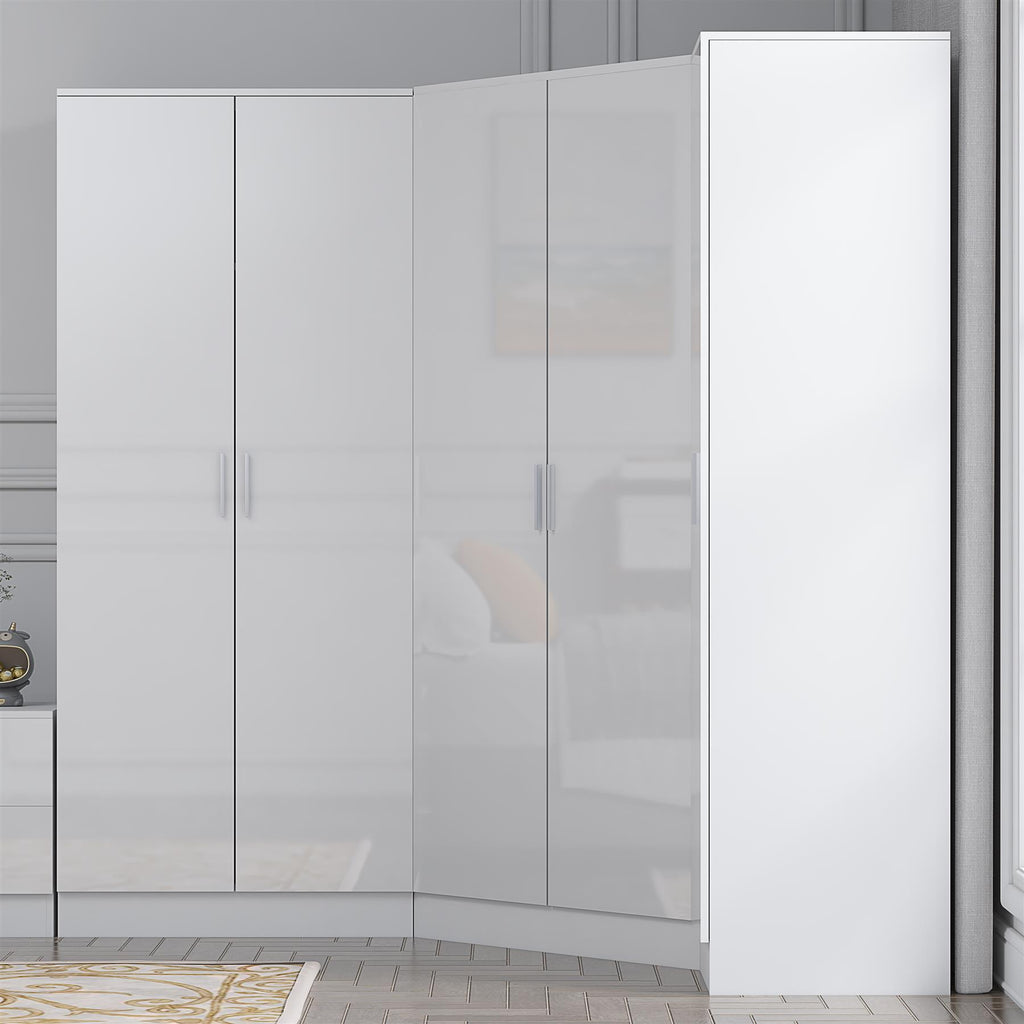 REFLECT Gloss 5 Door Wardrobe Bundle - 2 Door Corner + 2 Door + 1 Door Wardrobe